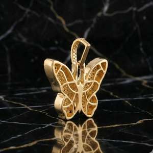 จี้เงินแท้ทรงฮิปฮอป ประดับเพชรโมอิสซาไนต์ทรงบาแก็ตต์ ผ่านการทดสอบเพชร VVS รูปทรงผีเสื้อ สะดวกสบาย รูปทรงบาแก็ตต์ VVS - Product Image 3