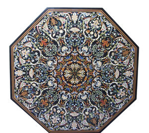 Mesa de centro con incrustaciones de mármol Lazuli de estilo tradicional, juego de sala de estar con incrustaciones de piedra decorativa para el hogar - Product Image 4