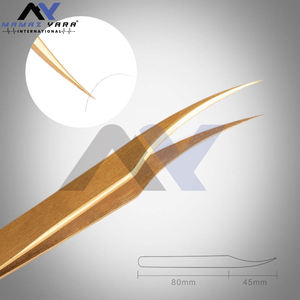 Pinzas de pestañas para extensiones de pestañas, punta en forma de delfín calibrada a mano, herramientas de aplicación de pestañas postizas, dorado - Product Image 5
