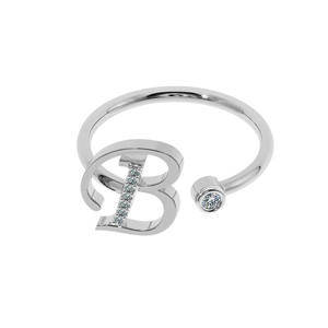 Custom 14K/18K Gold Diamond Initial <b>Ring</b> Personalized B Letter <b>Name</b> <b>Ring</b> Dainty Initial <b>Ring</b> Gift for Her - Product Image 4