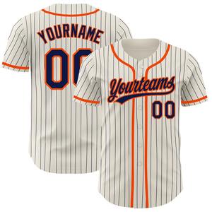 Pakistan Sportswear Industry Maillot de baseball authentique orange à fines rayures de la marine personnalisé - Product Image 1