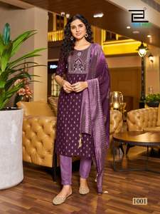 Dernière tenue de créateur Style moderne Haut sur demande Meilleur pantalon Kurti en rayonne et Dupatta avec broderie imprimée au taux de vente total - Product Image 4