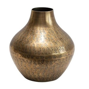 Modern Hammered Texture Aluminium Curved <b>Vase</b> Metal Model Table <b>Vase</b> <b>Gold</b> Color Decorative For Living Room Decoration - Product Image 5