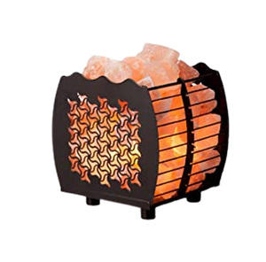 โคมไฟตะกร้าเกลือหิมาลัยธรรมชาติสีชมพูแบบดั้งเดิมโคมไฟตะกร้าคริสตัลโลหะทรงกลมสูงไฟกลางคืนสำหรับตกแต่งห้องนอน - Product Image 3