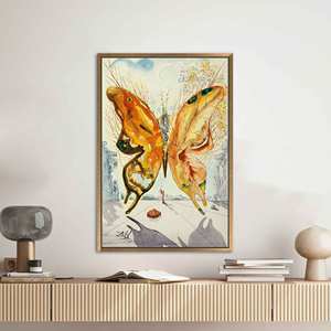 งานศิลปะบนผ้าใบพิมพ์ลาย: ผีเสื้อวีนัสของซัลวาดอร์ ดาลี - ผลงานศิลปะผีเสื้อที่งดงาม พร้อมกรอบสีทอง - Product Image 1