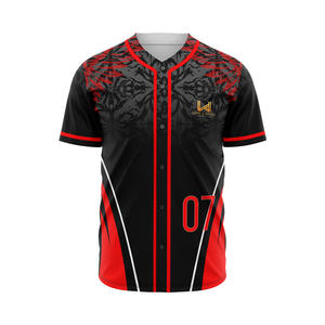 Camiseta de Béisbol Personalizada para Hombre, Cuello Redondo, Botones Completos, Impresión por Transferencia de Calor en la Parte Delantera, Talla Grande, Transpirable, de Algodón - Product Image 4
