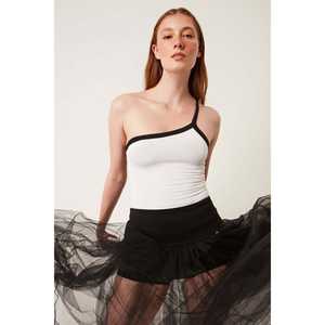 Chemise décontractée pour femme avec logo brodé sur le devant, col rond, manches courtes, coupe régulière, polyester, taille XL - Product Image 1