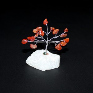 Semi Precious Silver Wire Orange Carnellian with 15 <b>Beads</b> White Quartz Stone Tree Online - Product Image 1