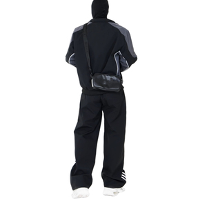 Ensemble survêtement homme de haute qualité avec veste imperméable à rayures latérales et pantalon droit - Product Image 4