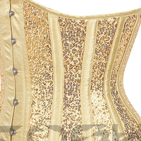 Corset sous le buste à paillettes dorées respirantes personnalisées, Bustier à armatures scintillantes à haute compression, Corset à paillettes brillantes