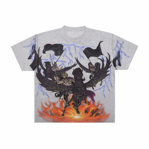 Camiseta personalizada con estampado gráfico para hombre, camiseta con diseño de fuego y rayos de Pegasus, guerrero de fantasía, color marrón - Product Image 5