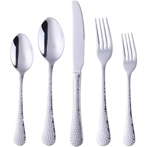 Hammered Design Stainless Steel Cutlery Set <b>Mirrored</b> Stainless Material Durable for Daily Dining Special Occasions - Product Image 1