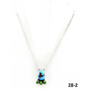 Collier multi-pierres style sud-ouest, turquoise, perle, diamant, argent sterling, motif goutte d'eau, bambou religieux pour mariages - Product Image 2