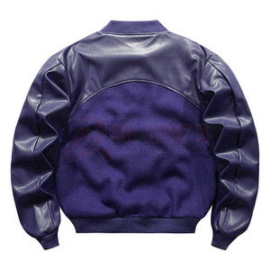 OEM/ODM Men's Waterproof Button Front Varsity <b>Jacket</b> Plus Size <b>Sheep</b> Fur Winter Streetwear Letter Print Design Cow <b>Skin</b> Baseball - Product Image 5