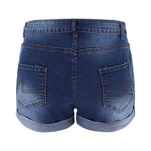 Short en jean d'été en coton pour femme avec ceinture High Street Style Button Fly Stretch Ripped Cuff Eco-Friendly Solid Pattern - Product Image 2