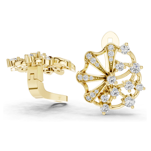 0.774 CT Lab-Grown Diamond <b>Fan</b> Earrings Round Brilliant Cut 10KT, 14KT, 18KT Gold & 925 <b>Silver</b> Rose, Yellow, White Gold - Product Image 4