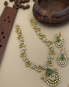 ชุดเครื่องประดับหรูหราดีไซเนอร์ชุดเครื่องประดับเพชรเพทายประดับสร้อยคอทองเหลืองสำหรับงานหมั้นงานแต่งงาน - Product Image 3