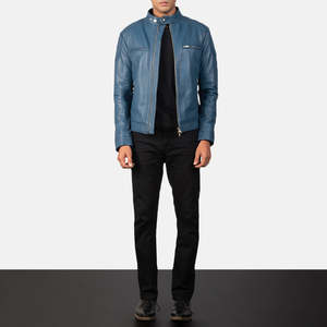 Vestes en cuir personnalisées en bleu, qualité supérieure, veste de motard, veste bomber et veste en cuir tendance pour hommes - Product Image 6