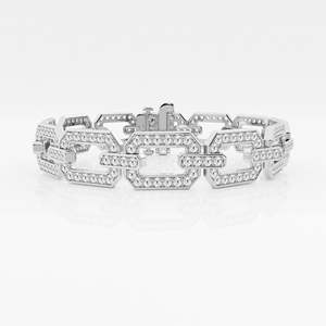 Pulsera de diamante redondo de moissanita de lujo en plata de ley S925 con estilo de enlace, joyería helada para mujer - Product Image 3