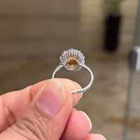 Bague Zubeda Gems Jewellery Luxe Charm en Or 14K avec Citrine Jaune Naturelle Brillante, Pierre Précieuse Citrine Dorée Certifiée IGI, Sertie à Griffes