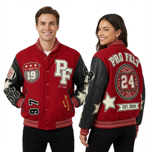 Vestes de baseball streetwear avec design patch, vente en gros OEM, vestes universitaires pour hommes, vêtements d'extérieur personnalisés, veste de baseball collage pour hommes - Product Image 3