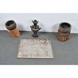 Alfombra Vintage turca de 2x2,5 pies, alfombra rústica marrón Beige, área grande, lana, látex, rectángulo, Tabriz, retales abstractos para pasillo, alfombra para habitación - Product Image 3