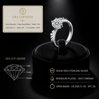 Bague Solitaire en Moissanite Ronde 1 carat Couleur D VVS en Argent Sterling S925 Certifiée GRA pour Femme – Vente en Gros