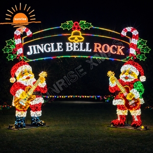 Décoration lumineuse LED de Noël avec motif Père Noël, guitares et éclairages festifs musicaux pour centre commercial, place publique, événement - Product Image 5