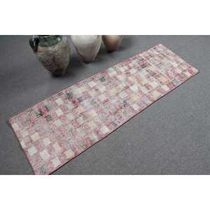 พรมวินเทจสไตล์ตุรกี ขนาด 2x5.9 ฟุต พรมลายดอกไม้สีแดงขาว - Product Image 2