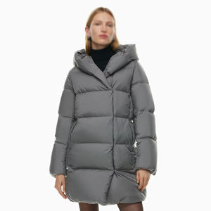 Respirant nouveauté femmes long brillant à capuche bouffant manteau épaissi blanc duvet de canard hiver pardessus - Product Image 1