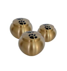 Hermosa urna de cremación para mascotas para cenizas de mascotas Recién llegado Juego de latón de 3 urnas de cremación de recuerdo con pata grabada - Product Image 2