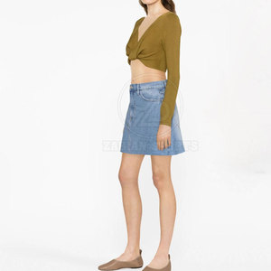 Nuevo estilo hecho a medida transpirable verano Casual algodón Jeans falda último color hecho en Pakistán para mujeres - Product Image 3