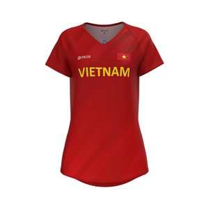 T-shirt de course à pied pour femme, léger, respirant, en jersey tricoté, col en V, pour équipe - Product Image 3