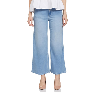 Pantalones vaqueros de pierna ancha de fabricación Bangladesh de calidad superior para mujer, pantalones vaqueros elegantes de diseño personalizado para mujer - Product Image 1