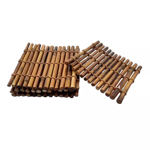 Natural Bamboo Wooden Genuine Design Square Glass Coaster Latest Design Wooden Collection Flatware Dinnerware Tea Cup <b>Mats</b> Pads - Product Image 1