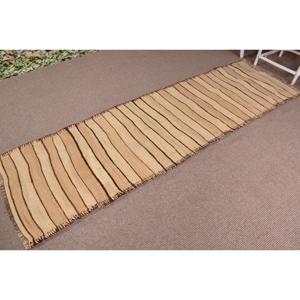 Vintage Runner Rug, 2.5x8.5 ft Turkish Rug, <b>Brown</b> Kilim <b>Wool</b> Rug - Product Image 2