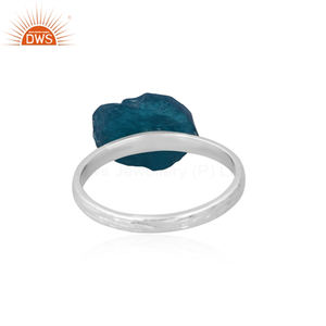 Anillo de diseño antiguo de piedras preciosas de apatita de neón Natural de plata de ley más vendida para ocasiones especiales Fabricante de joyería personalizada - Product Image 3