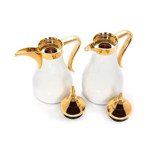 Cheap Price New Design Noble Luxury Dallah <b>Arabic</b> Coffee Pot White and Golden Stainless Steel <b>Tea</b> and Coffee <b>Set</b> 0.5L/1.0L - Product Image 4