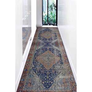 Tapis turc bleu marine : style bohème, lavable en machine, tapis imprimé, tapis à poils doux - Product Image 5