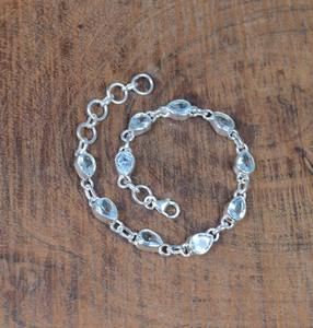 สร้อยข้อมือแบบคลาสสิกสไตล์ Boho สำหรับผู้หญิงเครื่องประดับเงิน925สเตอลิงเงินสีฟ้าโทแพซสร้อยข้อมือแฮนด์เมดของขวัญ - Product Image 3