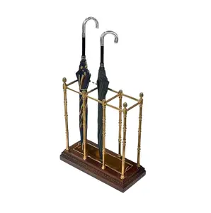 Brass Metal Umbrella Stand 3 Compartment Display Holder Rack Umbrella Stand Made in India Export Quality Bulk Quantity Handmade