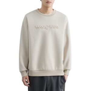 Sudadera con capucha y sudadera para hombre con cuello redondo y logotipo en relieve 3D personalizado liso en blanco - Product Image 5