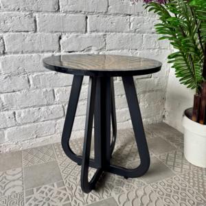 Mesa de centro de mosaico de piedra redonda moderna hecha a mano, barra de hierro sólido plegada, Base, diseño de hoja, sala de estar Premium, decoración del hogar - Product Image 5