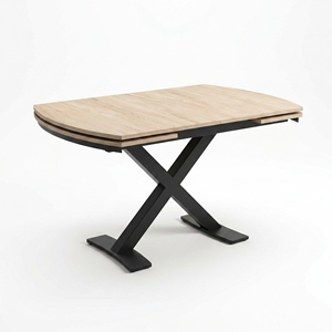 Table à manger moderne en bois avec pieds en métal en forme de X, forme rectangulaire, 4 places, design minimaliste, meubles pour la maison - Product Image 2
