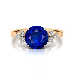 Tinh Tế 8Mm Vòng Cắt Tự Nhiên Màu Xanh Sapphire Đá Quý & Chính Hãng Chứng Nhận 0.21 CT Kim Cương Halo Solitaire Nhẫn Trong 18K Vàng Số Lượng Lớn