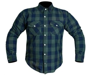 Chemises pour hommes entièrement doublées en flanelle de moto en aramide de style haut de gamme couleur noire et grise entièrement doublées - Product Image 1