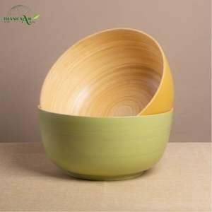 Bol rond classique en bambou filé personnalisé avec finition colorée, écologique et non toxique pour la vaisselle et l'usage domestique - Product Image 5