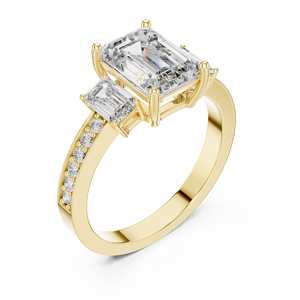Harmonic Jewels - Anillo de Oro de 14K con Baño de Rodio, Corte Esmeralda, 2.50CT E VS1, Diamante Cultivado en Laboratorio Certificado por IGI, Anillo de Lujo Personalizado para Mujer - Product Image 4