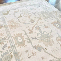 TAPIS TAPIS 10X14 Muted Beige Oushak tapis sourd haut mohawk noué à la main Vintage laine tapis pour salon, salle à manger maison