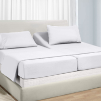 Draps de lit en coton, drap-housse avec bandes d'angle élastiques, double uni personnalisé, lin blanc brodé personnalisé